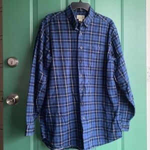 LL BEAN 💯% Cotton Flannel Plaid Shirt Sz Large Tall